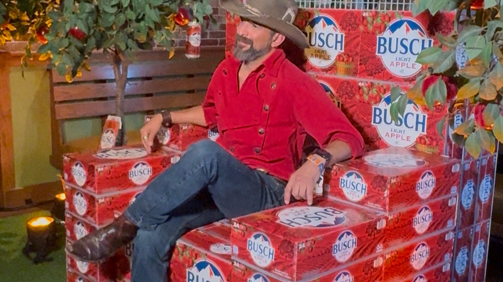 PicPop branded photo booth setup at an Applebee's and Busch Light Apple campaign activation in Indio, California